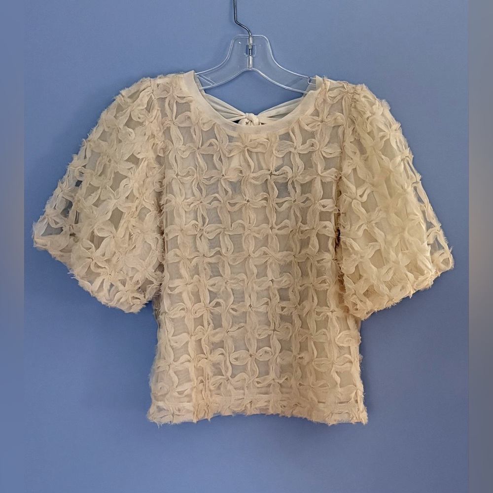 Sara Hann Textured Top w/Back Tie